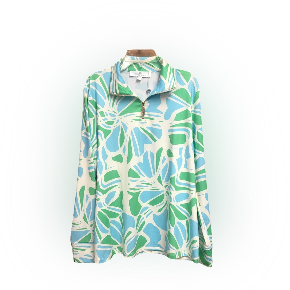 Jean Pierre Green and Blue Patterned Sweatshirt